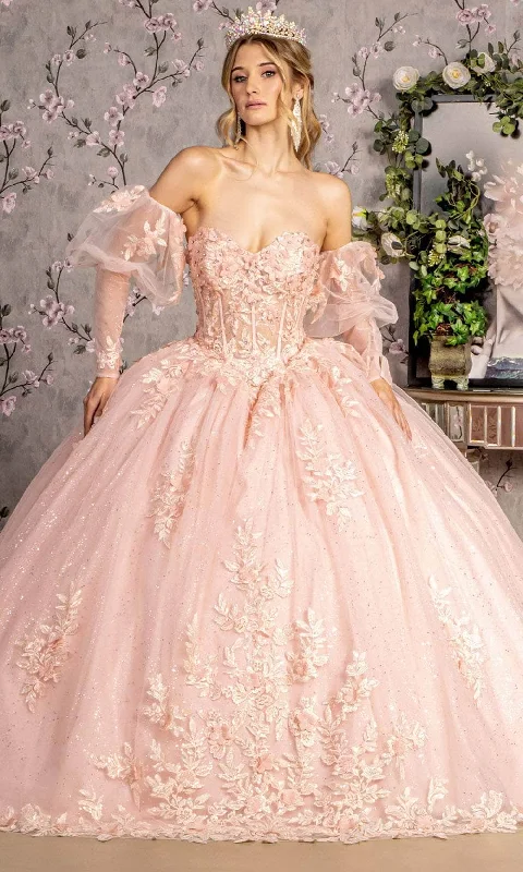 Closeout GLS by Gloria GL3476 - Sweetheart Neck Glitter Embroidery Ballgown