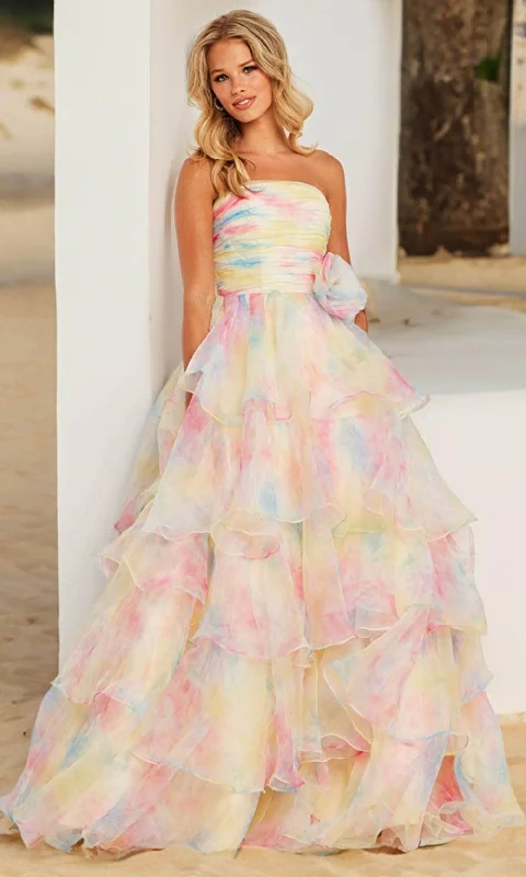 Limited Edition JVN by Jovani JVN37456 - Strapless Floral Accented Ballgown