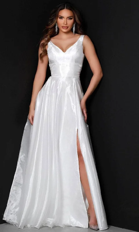 Can't Miss Johnathan Kayne 2538 - Pleated Sleeveless V-neck Long Dress