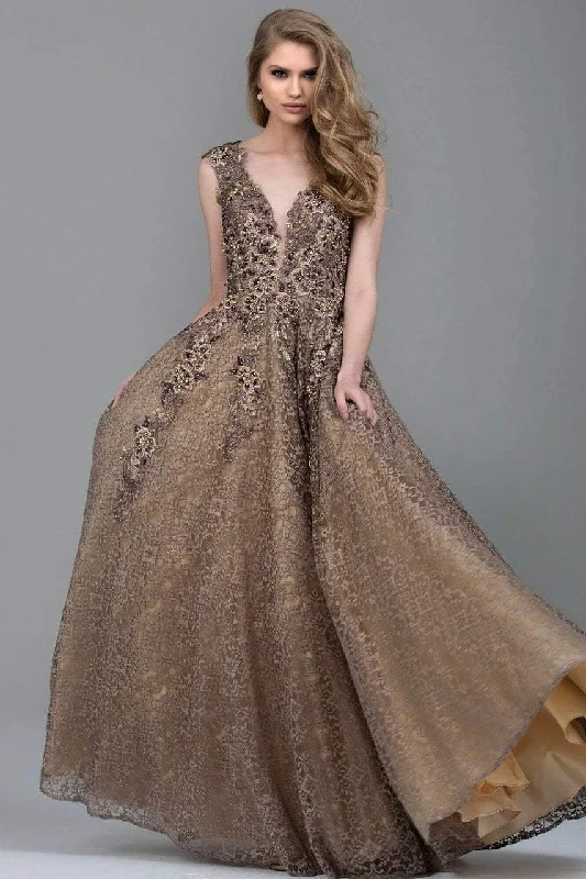 Don't Wait Jovani - Beaded Cap Sleeve Lace A-Line Gown 55877SC