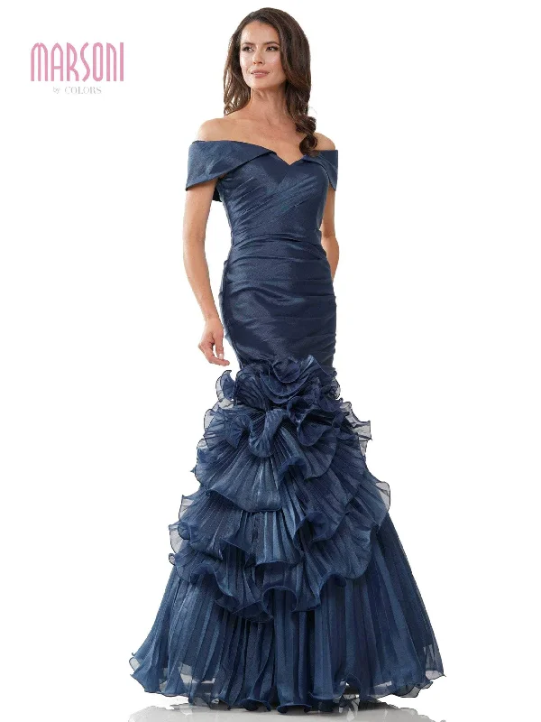 Huge Discounts Marsoni by Colors MV1241 - Ruched Detailed Off -Shoulder Mermaid Dress Huge Discounts Marsoni by Colors MV1241 - Ruched Detailed Off -Shoulder Mermaid Dress