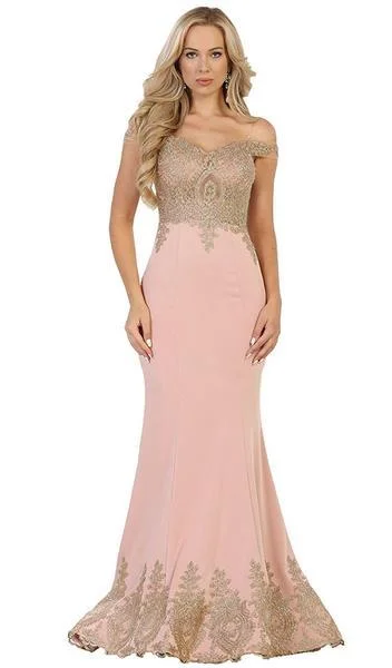 Exclusive Access May Queen - Off Shoulder Appliqued Fitted Prom Dress RQ7586