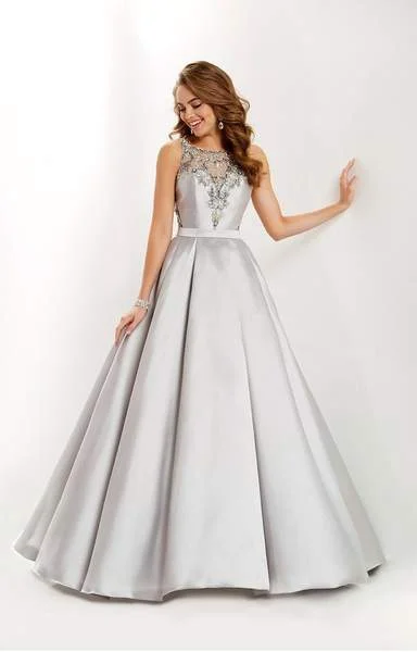 Doorbuster Deal Studio 17 - Beaded Illusion Halter Pleated Mikado Ballgown 12676