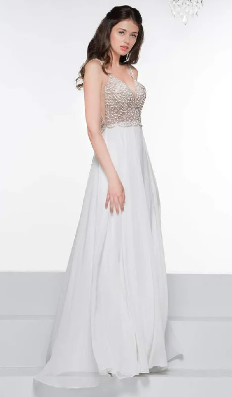 Seasonal Clearance Colors Dress - Bead Embellished Plunging V-Neck A-Line Evening Gown G848 - 1 pc Off White In Size 14 Available Seasonal Clearance Colors Dress - Bead Embellished Plunging V-Neck A-Line Evening Gown G848 - 1 pc Off White In Size 14 Available