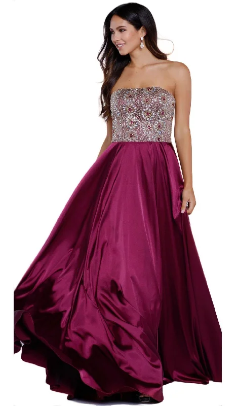 Stock Clearance Nox Anabel Strapless Bejeweled Sleek A-Line Gown