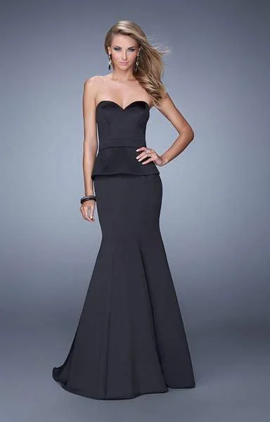 Warehouse Sale La Femme - Strapless Peplum Mermaid Gown 21380 - 1 pc Black In Size 6 Available Warehouse Sale La Femme - Strapless Peplum Mermaid Gown 21380 - 1 pc Black In Size 6 Available