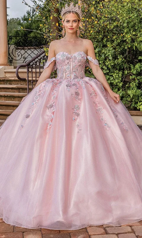 Lowest Price Dancing Queen 1836 - Floral Beaded Lace-Up Ballgown