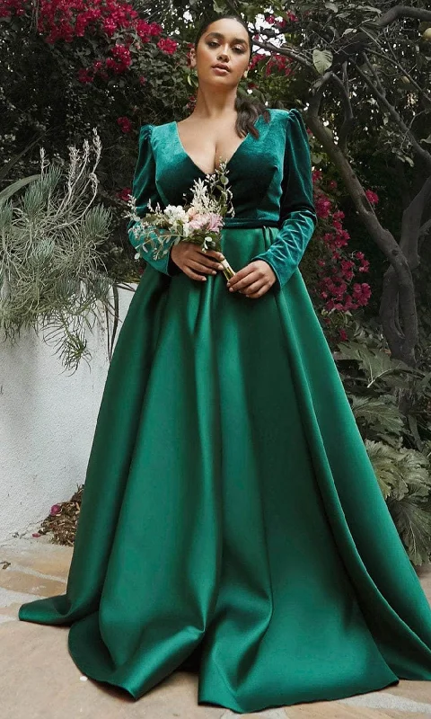 Sale Event Ladivine CD226 - Velvet Surplice V-Neck Evening Gown