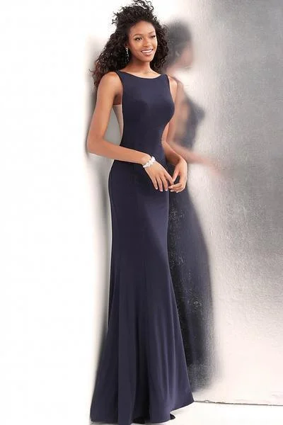 Epic Deals JVN by Jovani - Sleeveless Bateau Jersey Trumpet Dress JVN67097 - 1 pc Navy In Size 2 Available Epic Deals JVN by Jovani - Sleeveless Bateau Jersey Trumpet Dress JVN67097 - 1 pc Navy In Size 2 Available