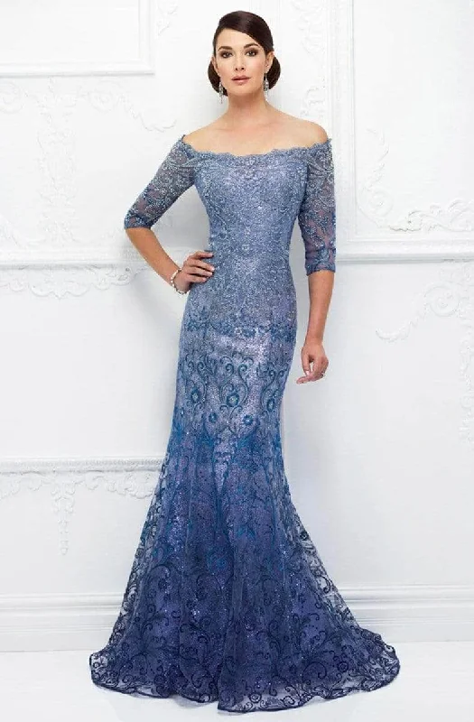 Super Savings Ivonne D for Mon Cheri 118D07 - Metallic Lace Evening Gown