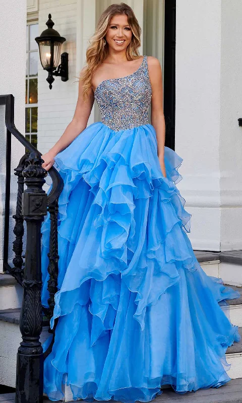 Savings Alert Rachel Allan 50199 - Shimmering Asymmetrical Long Gown