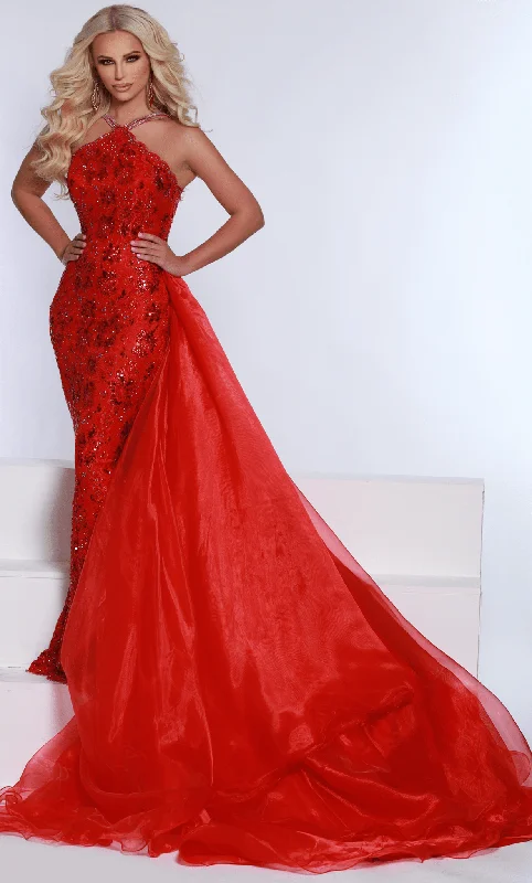 Can't Miss Johnathan Kayne 2618 - Halter Prom Gown With Overskirt