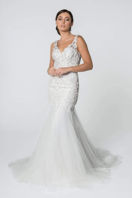 Hurry In Elizabeth K - GL2815 Embroidered V-Neck Mermaid Wedding Dress
