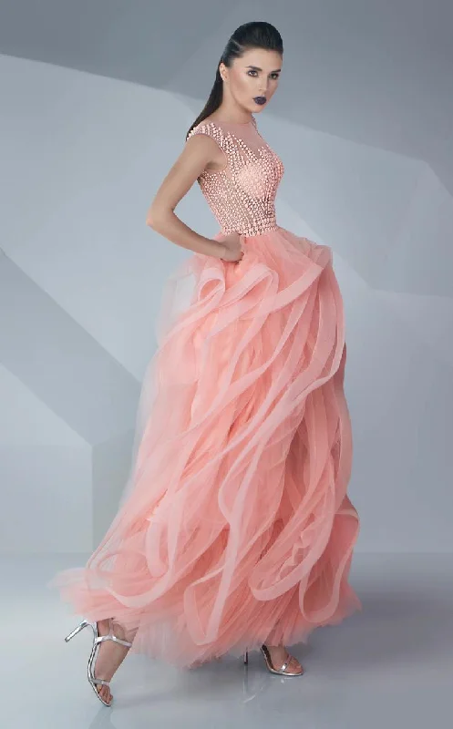 Bonus Savings MNM Couture - Beaded Ruffled Tulle Long Gown G0598