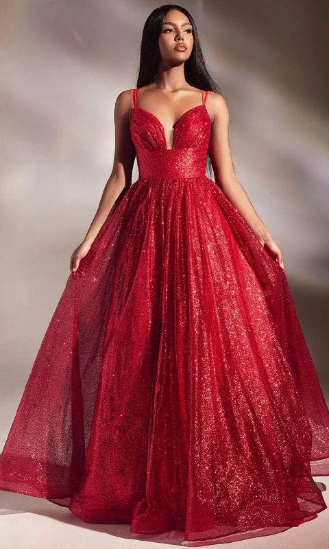 Midnight Madness Ladivine CD996 - Dual Strap Glittered Evening Gown