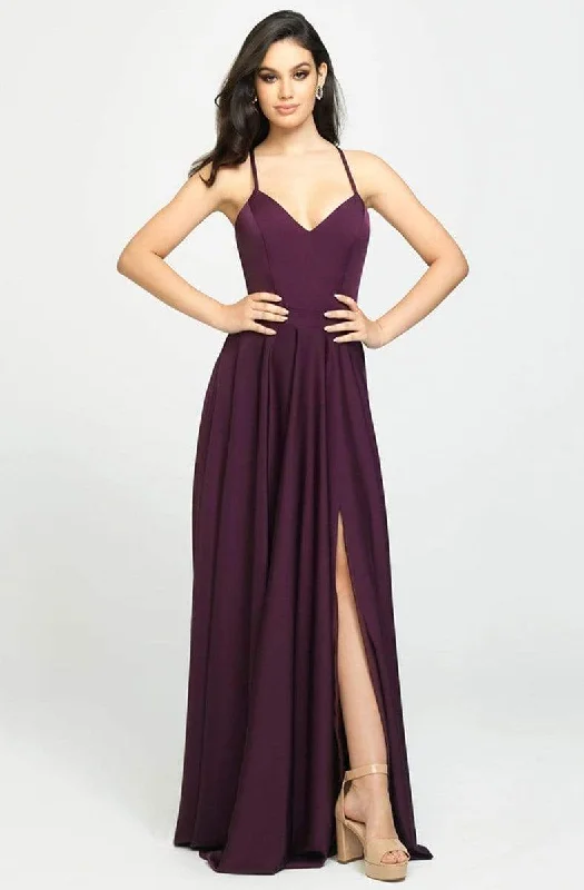 Great Deals Madison James - V-Neck Sleeveless Stretch Satin A-Line Gown 19-178 - 1 pc Purple In Size 24 Available Great Deals Madison James - V-Neck Sleeveless Stretch Satin A-Line Gown 19-178 - 1 pc Purple In Size 24 Available