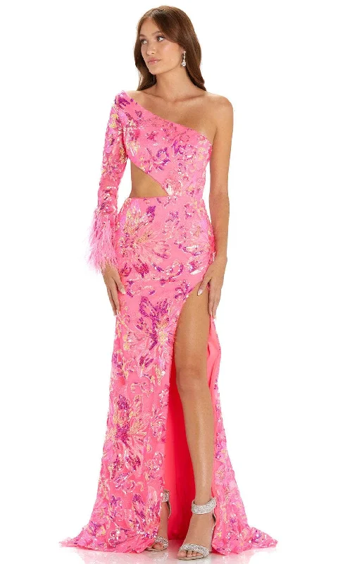 Best Bargains Amarra 88562 - Feathered Long-Sleeve Prom Gown