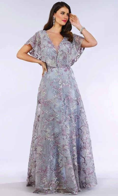 Final Clearance Lara Dresses - 29641 Cape Sleeved Embroidered Lace Lattice A-Line Gown Final Clearance Lara Dresses - 29641 Cape Sleeved Embroidered Lace Lattice A-Line Gown