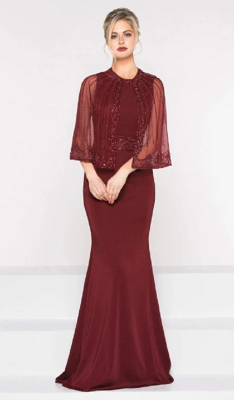 Super Sale Marsoni by Colors - Jeweled Cape Long Faille Gown M232