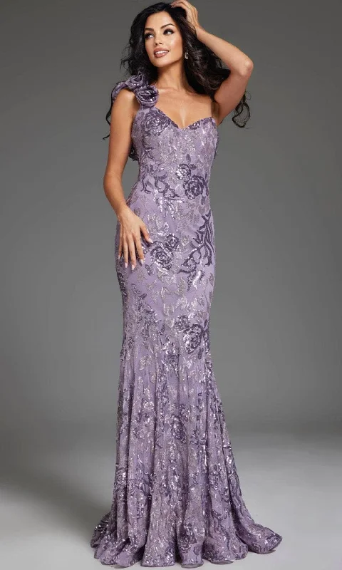 Epic Deals Jovani 37634 - Floral Sequin One-Shoulder Prom Gown