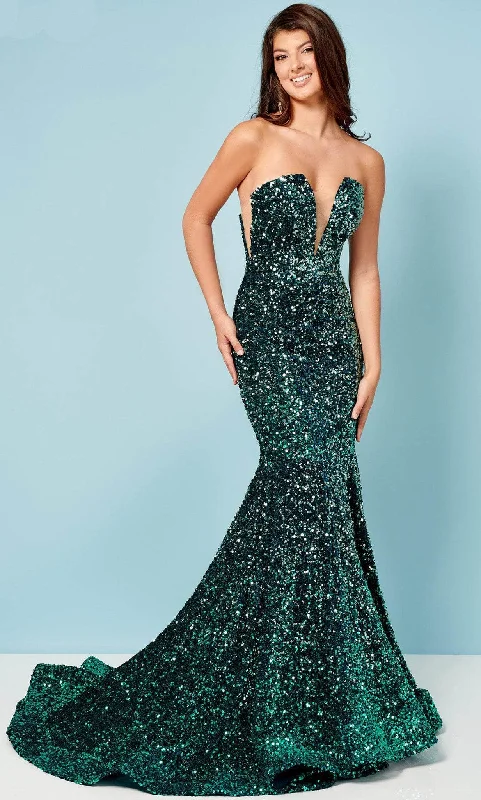 Great Deals Ombre Sequin V-Neck Evening Dress 70293W