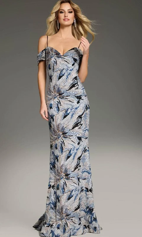 Final Clearance Jovani 39425 - Cold Shoulder Sequin Embellished Prom Gown