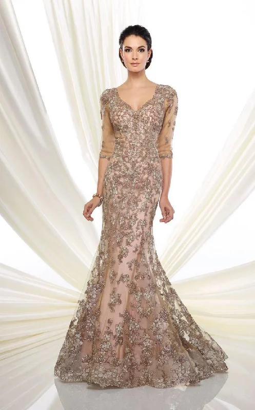 Stock Up and Save Ivonne D by Mon Cheri - Quarter Sleeve Lace Tulle Gown 216D52