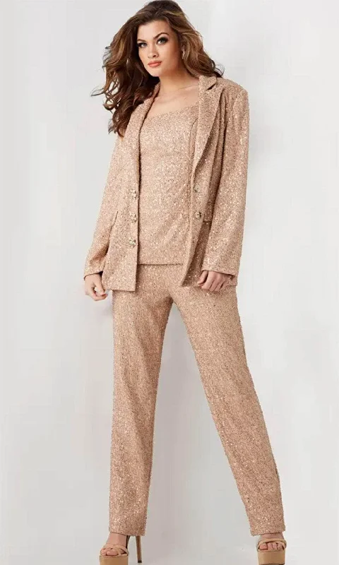 Factory Direct Sale Jovani 25773 - Sequin Embellished Long Sleeve Pantsuit