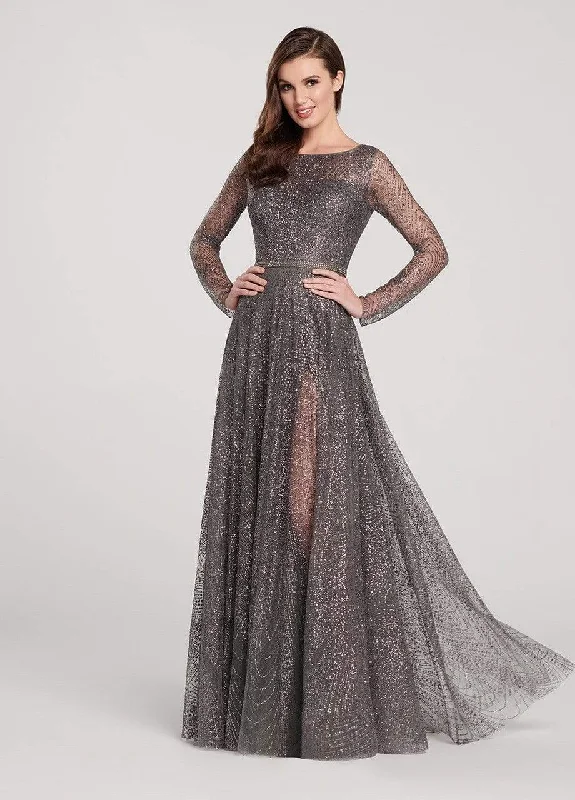 Price Fest Ellie Wilde - Long Sleeve Illusion Cracked Ice Tulle Gown EW119003