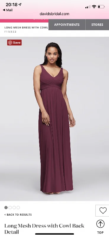 Special Offer David's Bridal  Long Mesh Dress with cowl back detail