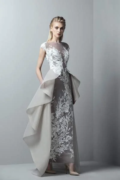 Markdown Madness Saiid Kobeisy - Illusion Bateau A-line Dress With Overskirt 3369