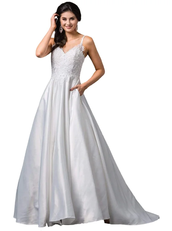 Special Buy Dancing Queen Bridal - 81 Sleeveless Embellished V-neck A-line Gown