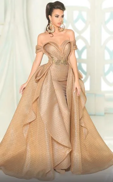 Today’s Deal MNM Couture - Folded Off-Shoulder Ruffled Ballgown 2527
