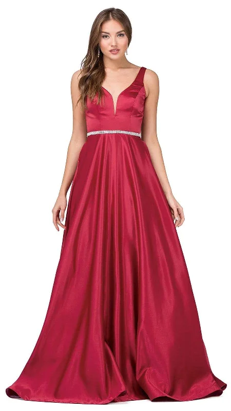 Special Savings Dancing Queen Bridal - Plunging V-neck Satin Prom Dress 9754 - 1 pc Off White In Size 3XL Available
