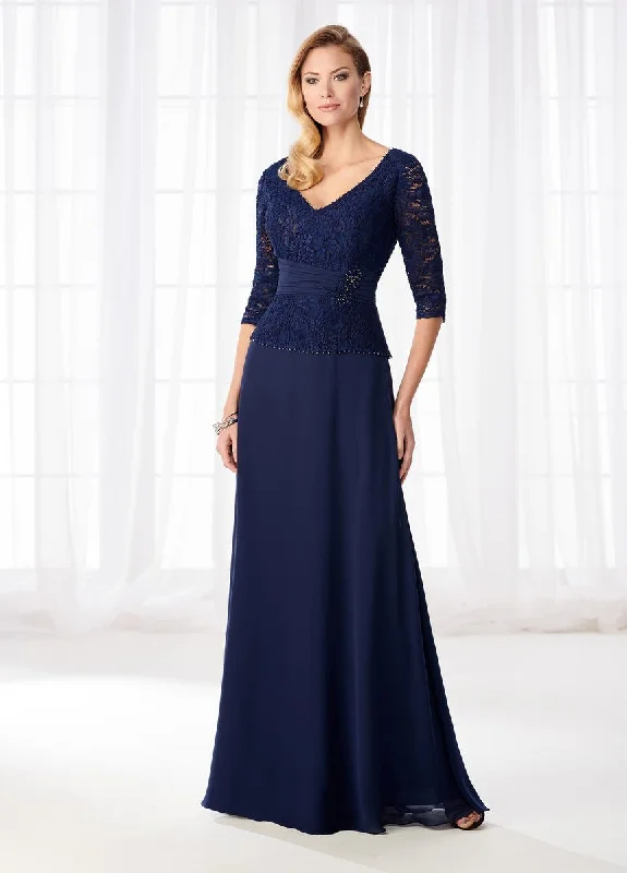 Limited Time Offer Mon Cheri Lace Quarter Length Sleeves A-Line Evening Dress 218623W
