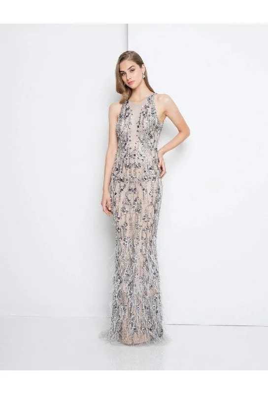 Bargain Prices Terani Couture - 1811GL6454 Embellished Illusion Jewel Sheath Dress