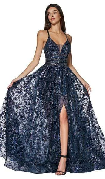 Price Drop Cinderella Divine - Glitter Print A-Line Gown with Slit CM9015 - 1 pc Navy in Size 10 Available Price Drop Cinderella Divine - Glitter Print A-Line Gown with Slit CM9015 - 1 pc Navy in Size 10 Available