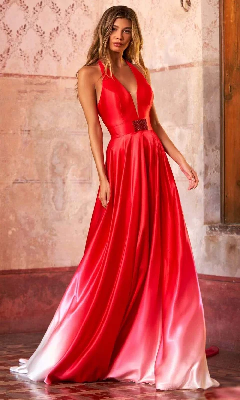 Exclusive Access Sherri Hill - 55023 V Neck Ombre A-line Gown