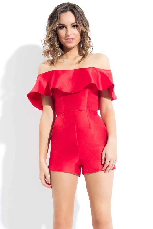 Price Drop Rachel Allan LBD - Ruffled Off-Shoulder Mikado Romper L1088