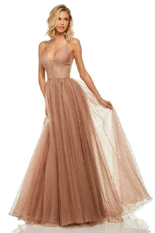 Early Access Sherri Hill 52812 -Sleeveless Sheer Dotted Prom Gown