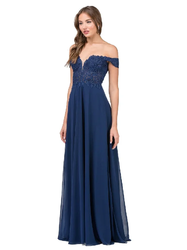 Don't Wait Dancing Queen Illusion Embroidered Lace Off Shoulder Gown 2273