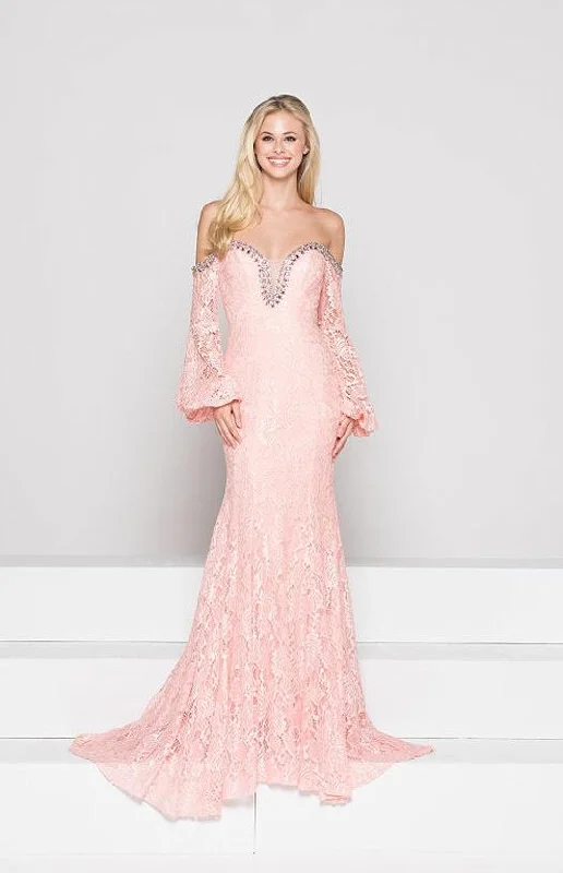 Price Break Colors Dress 1854 Long Bishop Sleeve Off Shoulder Lace Gown