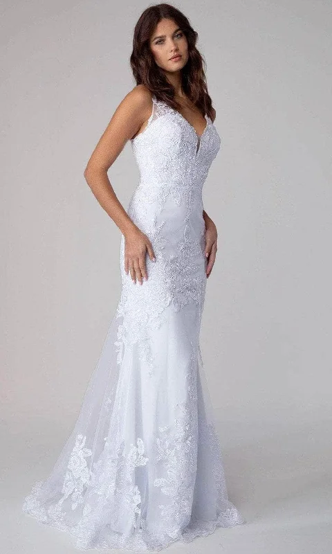 Epic Deals Eureka Fashion 9130 - Sleeveless Deep V-neck Bridal Dress