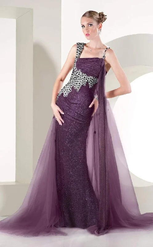 Doorbuster Deal MNM Couture Rhinestones Embellished Gown KH0954 - 1 pc Purple In Size 6 Available
