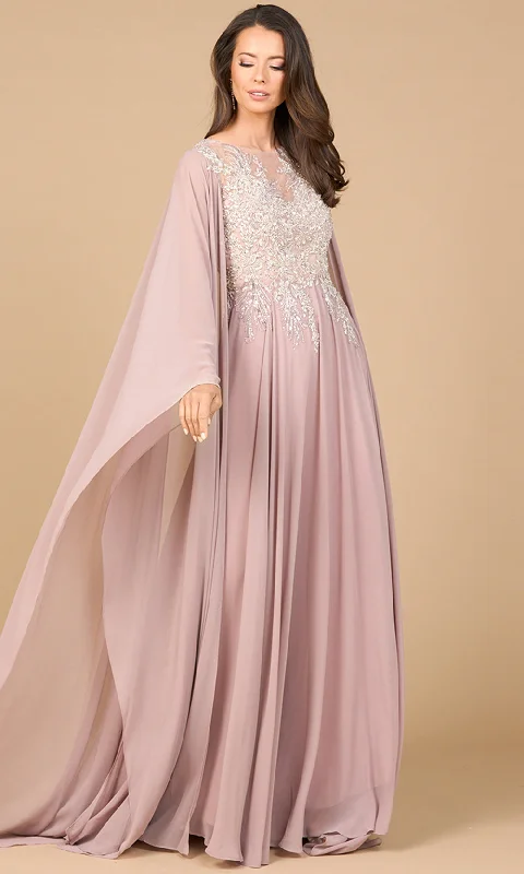 Holiday Sale Lara Dresses 28968 - Cape Sleeve Beaded Embroidered Evening Dress
