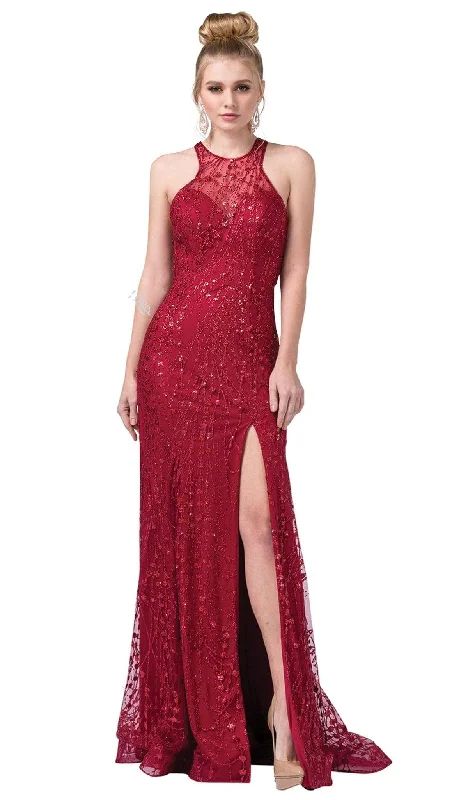 Act Fast Dancing Queen - 2618 Embellished Mesh Sexy Back Long Slit Gown