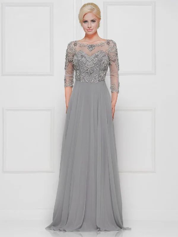 YEAR-End Sale Marsoni by Colors - Quarter Sleeve Chiffon Scoop Neck Dress M189