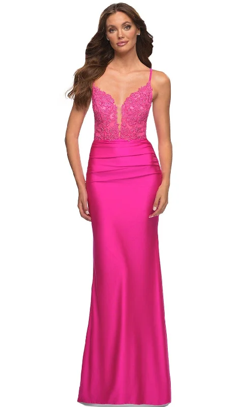 Amazing Deals La Femme 30606 - V-Neck Sheath Evening Dress