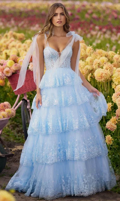 Must-Have Deals Sherri Hill 56260 - Bow Straps Tiered Ballgown