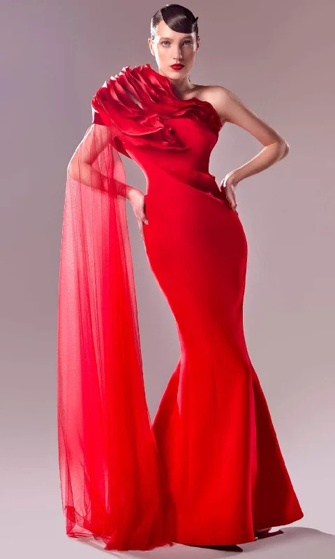Extra Savings MNM Couture G1628 - 3D Ruffles One Shoulder Gown